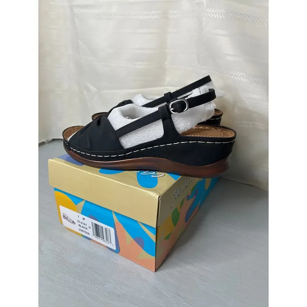 Easy Street Jupiter Slingback Comfort Sandals Black Womens Size 7M